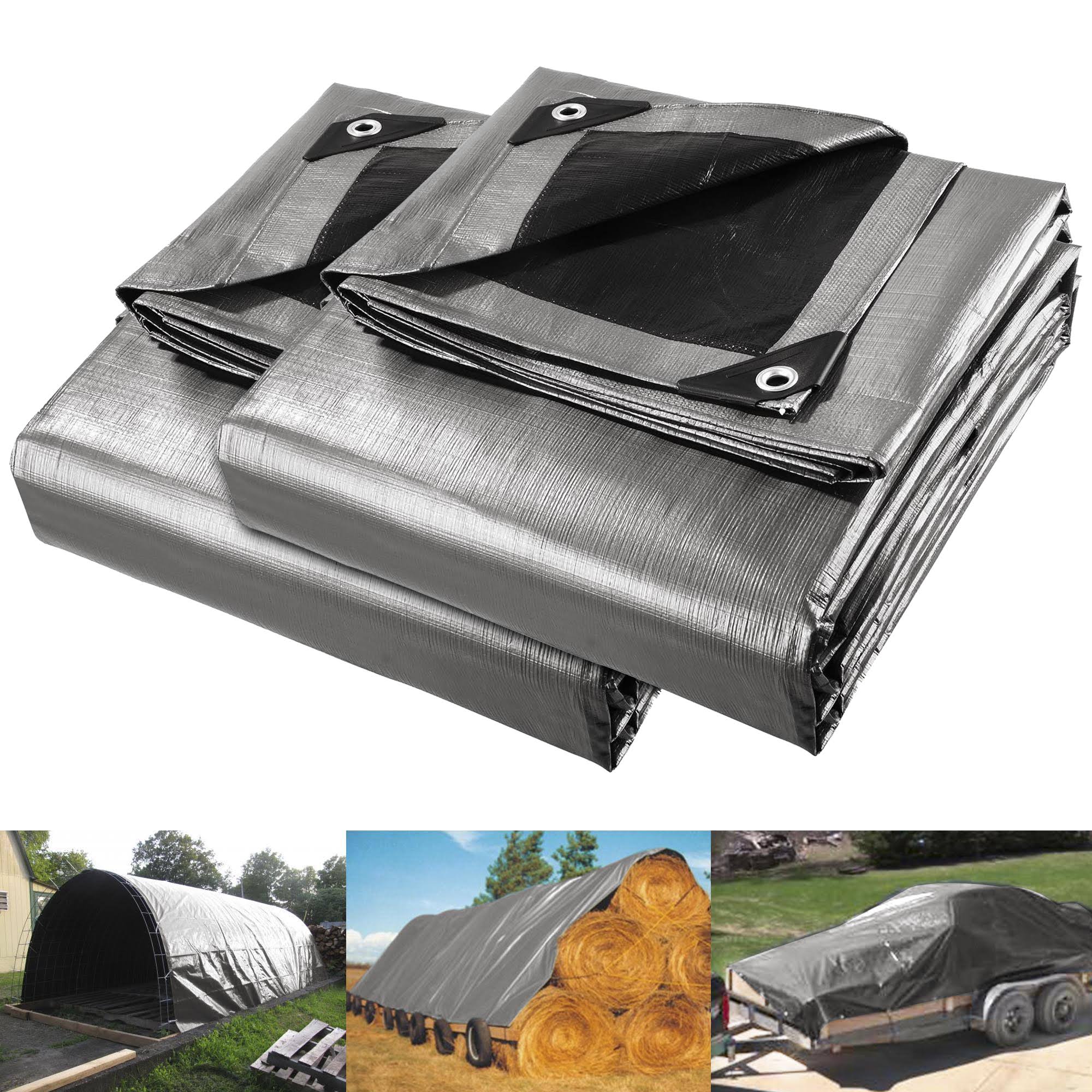 Yescom 2 Pack 20x30 ft Waterproof Poly Tarp Heavy Duty Protect Cover 10-mil Tarpaulin