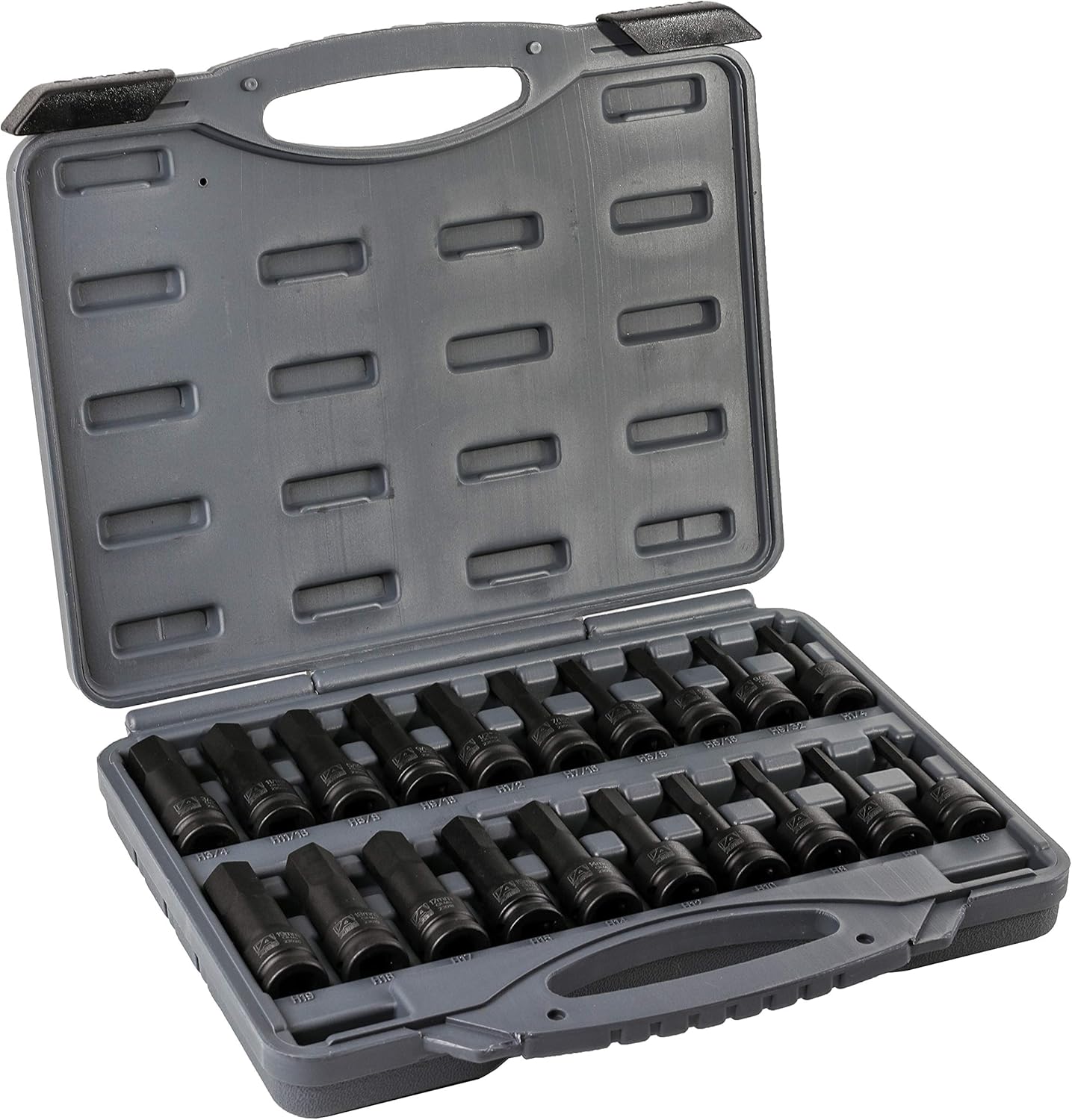 ARES 23000 - 20-Piece 1/2-Inch Drive Master Impact Hex Driver Set - Chrome Moly Steel Construction and Manganese Phosphate Coating - Storage Case Included - Designed for Impact Use