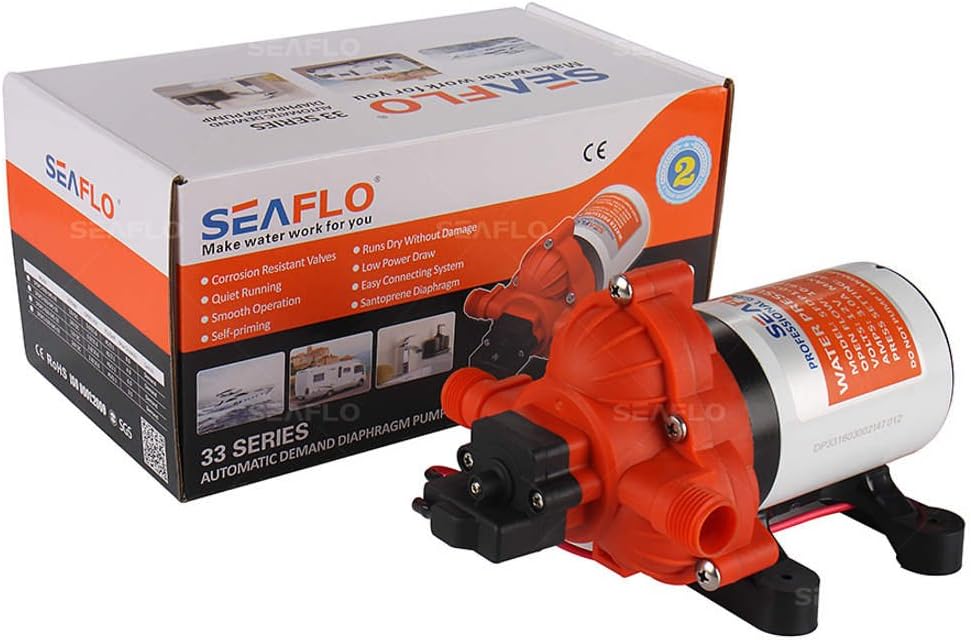 Seaflo 12V 3.0 GPM 45 PSI Water Diaphragm Pressure Pump - 4 Year Warranty!!! Pack of 2