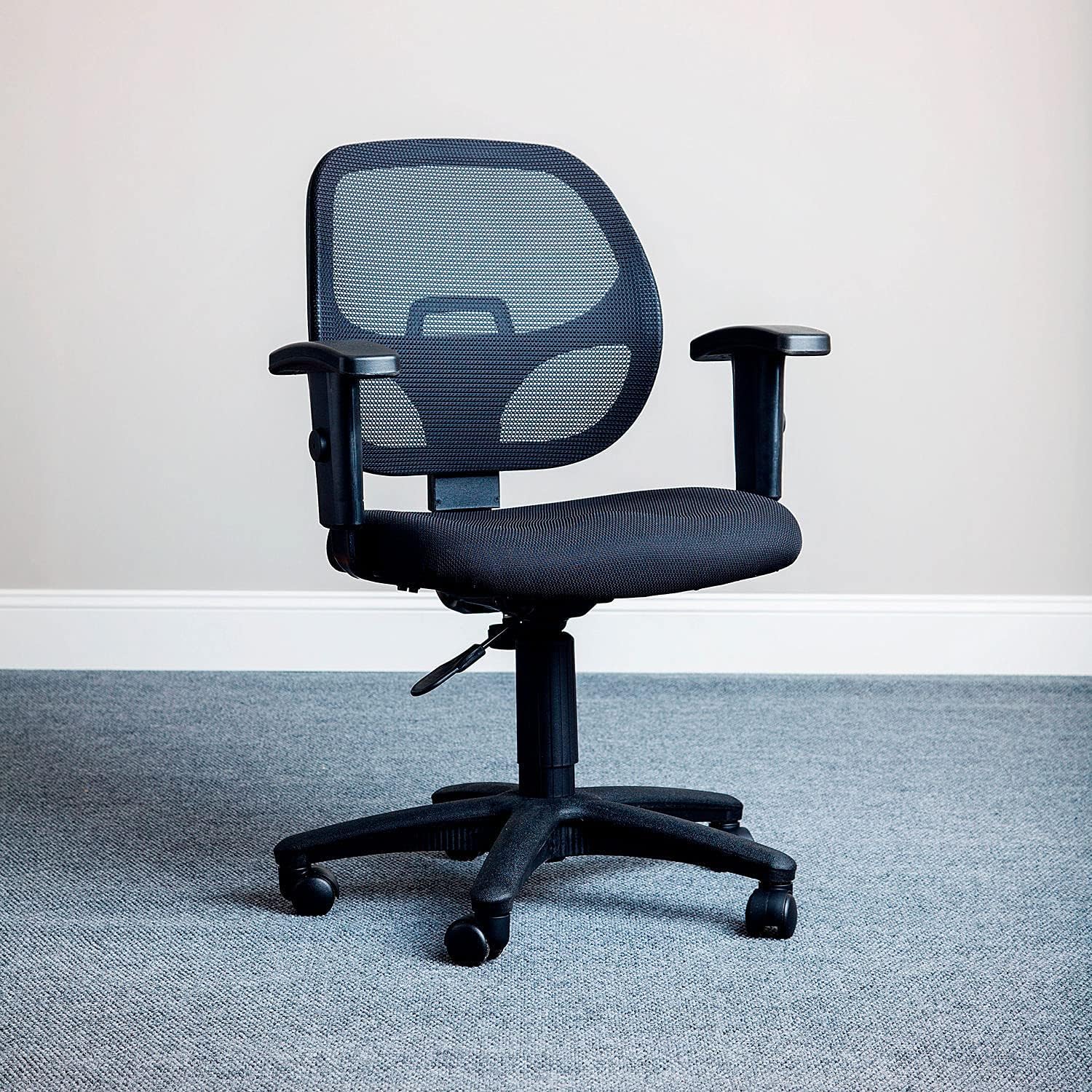 Mesh Back Office Chair with Arms, Fabric (Black)