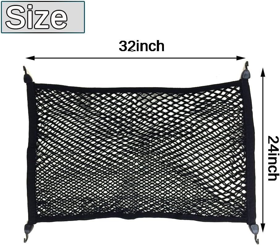 Premium Quality Adjustable Elastic Cargo Net Universal Stretchable Truck Net with Hooks,Storage Bag for Car, SUV, Truck, Pickup Trucks&nbsp;Black 32x24in