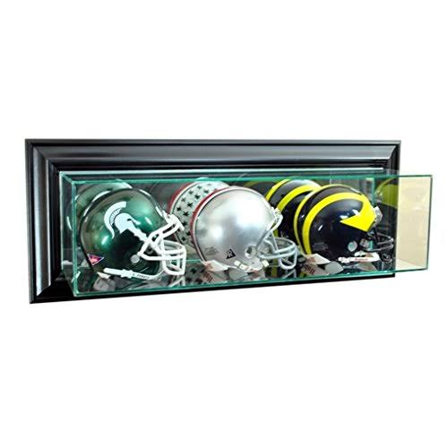 Perfect Cases WMTRPMH-B Wall Mounted Triple Mini Football Display Case, Black