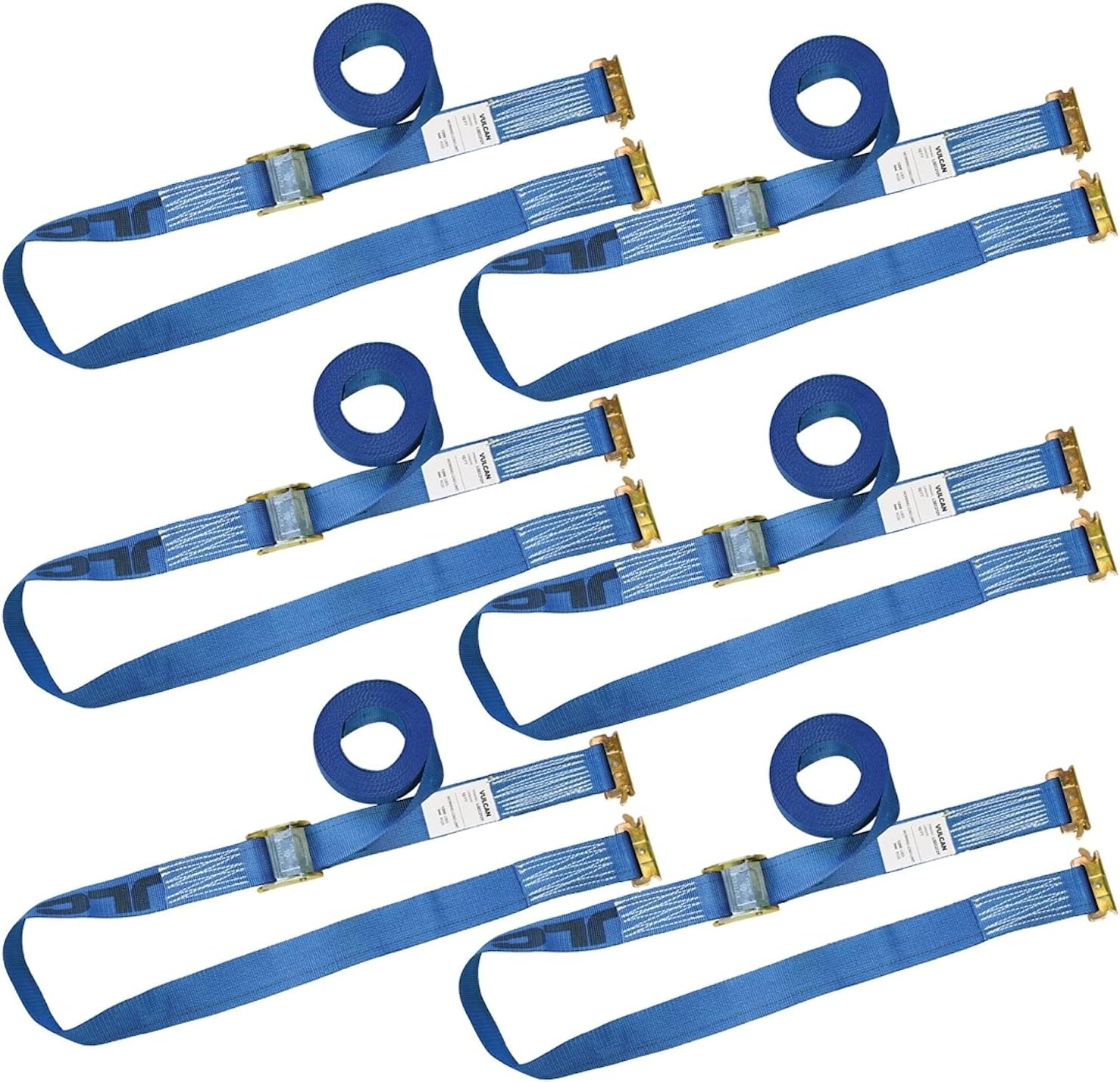 VULCAN Logistic Strap for E Track, Cam Buckle - 20 Foot, 6 Pack - Blue - 833 Pound Safe Working Load Pack of 2