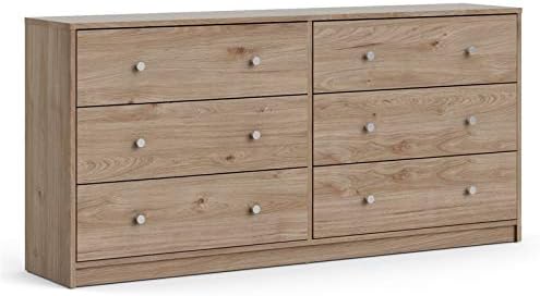 Pemberly Row Contemporary 6 Drawer Double Dresser in Black, 12.46