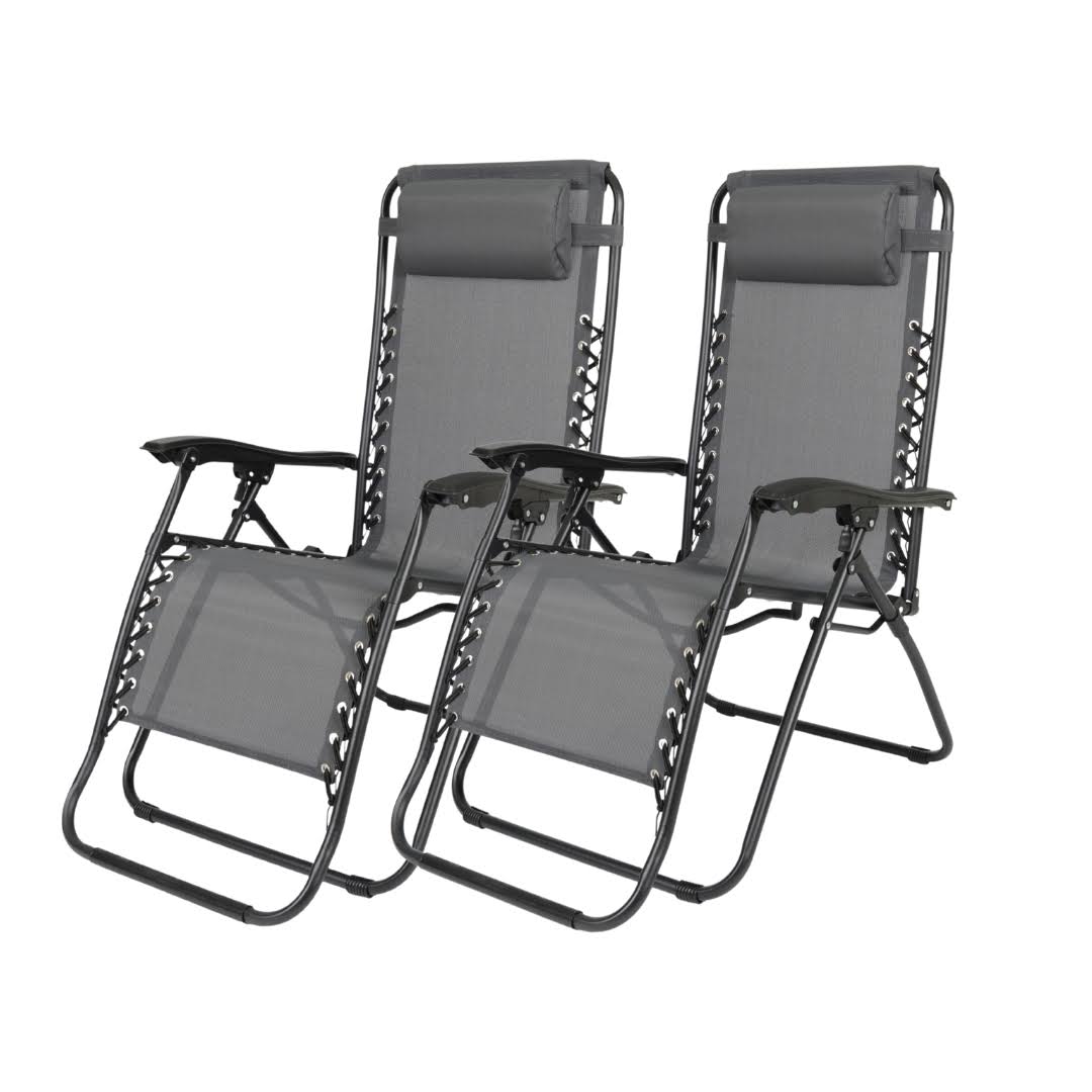 Dcplan Zero Gravity Lounge Chair Set 2 Pack Adjustable Folding Lounge Recliners for Patio Outdoor Yard Beach Pool Color (Charcoa