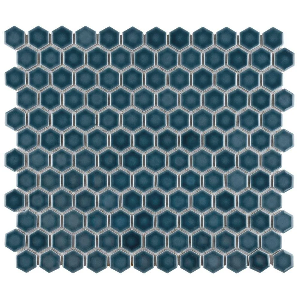 Merola Tile Tribeca Hex 1 in. Glacier Blue 10-1/4 in. x 11-7/8 in. Porcelain Mosaic (8.65 Sq. ft./Case)