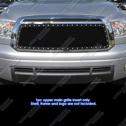 APS Compatible with 2010-2013 Tundra Stainless Black Rivet Stud Mesh Grille Grill Insert TL6755H
