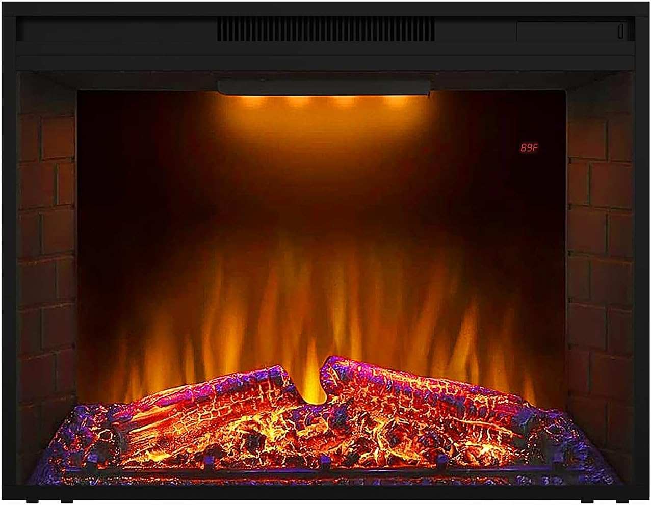 Valuxhome Electric Fireplace Insert, 36 Inches Fireplace Heater with Thin Trim, Adjustable Flame, 3 Color Top Light, 750/1500W, Black