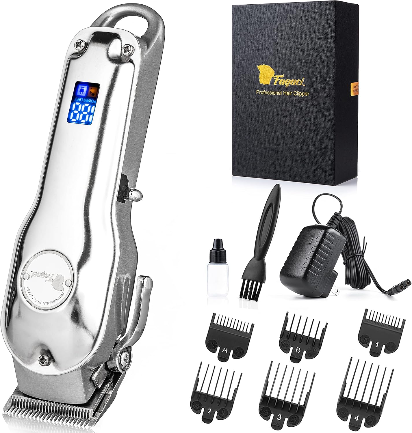 Hair Clippers with Extremely Fine Cutting, Hair Clippers for Men with Powerful Battery, Barber Clippers Cordless & Corded, Low Noise Professional Motor, 440C Self Sharp Blades & Digital Indicator Pack of 2