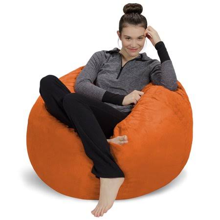 Sofa Sack 3' Passion Suede Bean Bag Chair, Multiple Colors, Orange