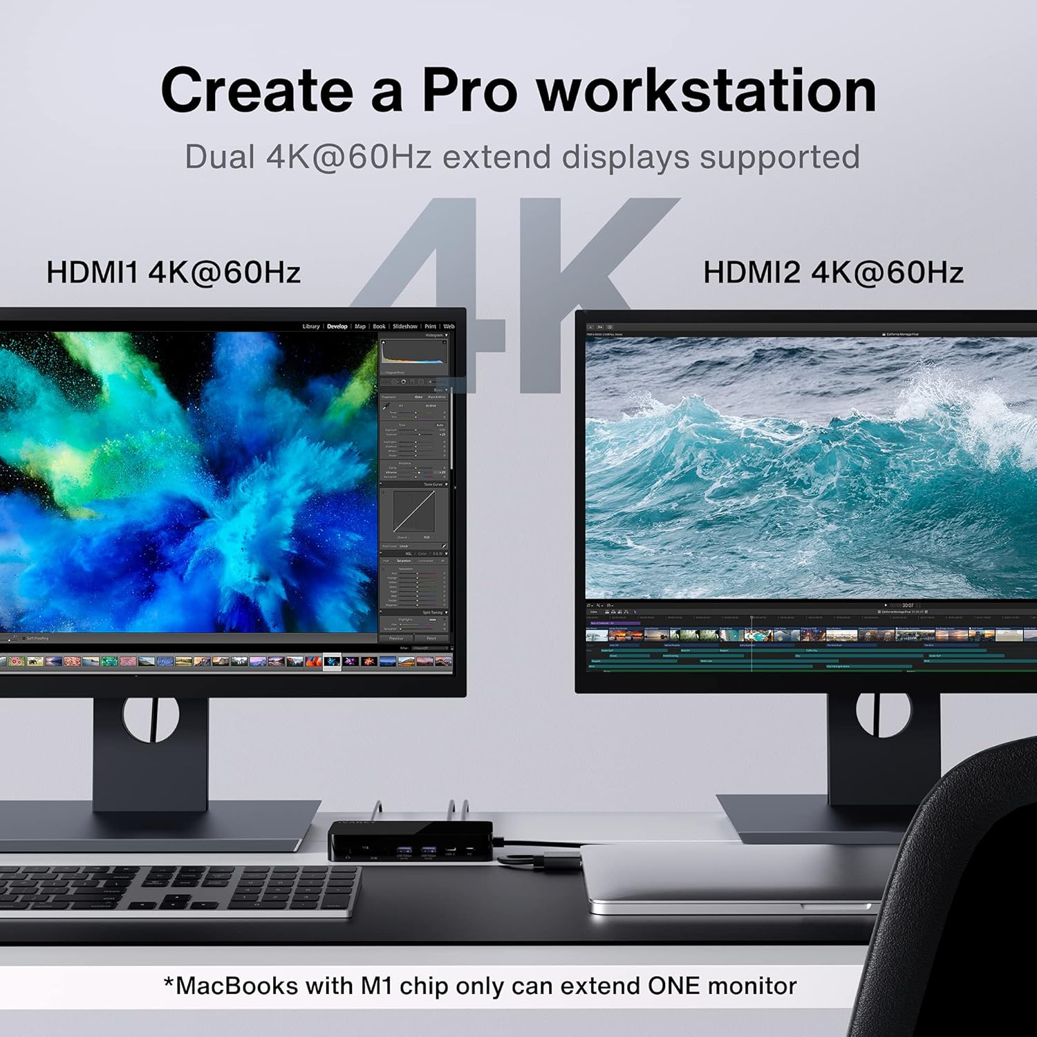 Macbook Pro Docking Station iVANKY 12 in 2 Docking Station 180W PD 4K HDMI USB C Docking Station Dual Monitor for MacBook Pro Air 2021 Thunderbolt 3 Dock 2HDMI 2.0, 18W PD, 6 USB, Ethernet SD/TF Audio