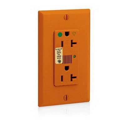 Leviton 8380-IGO Decora Surge Duplex Receptacle Isolated Ground Hospital Grade 5-20R 20A 125V - Orange