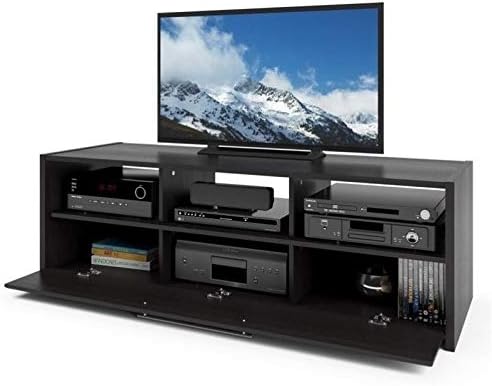 Atlin Designs TV Component Bench in Wood Grain Black