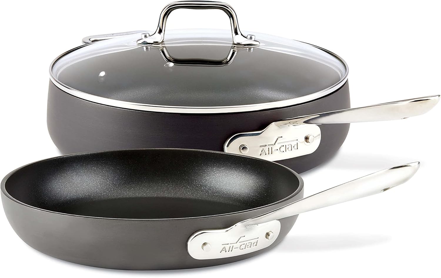 All-Clad E785S264/E785S263 HA1 Hard Anodized Nonstick Dishwasher Safe PFOA Free 8 and 10-Inch Fry Pan Cookware Set, 2-Piece, Black