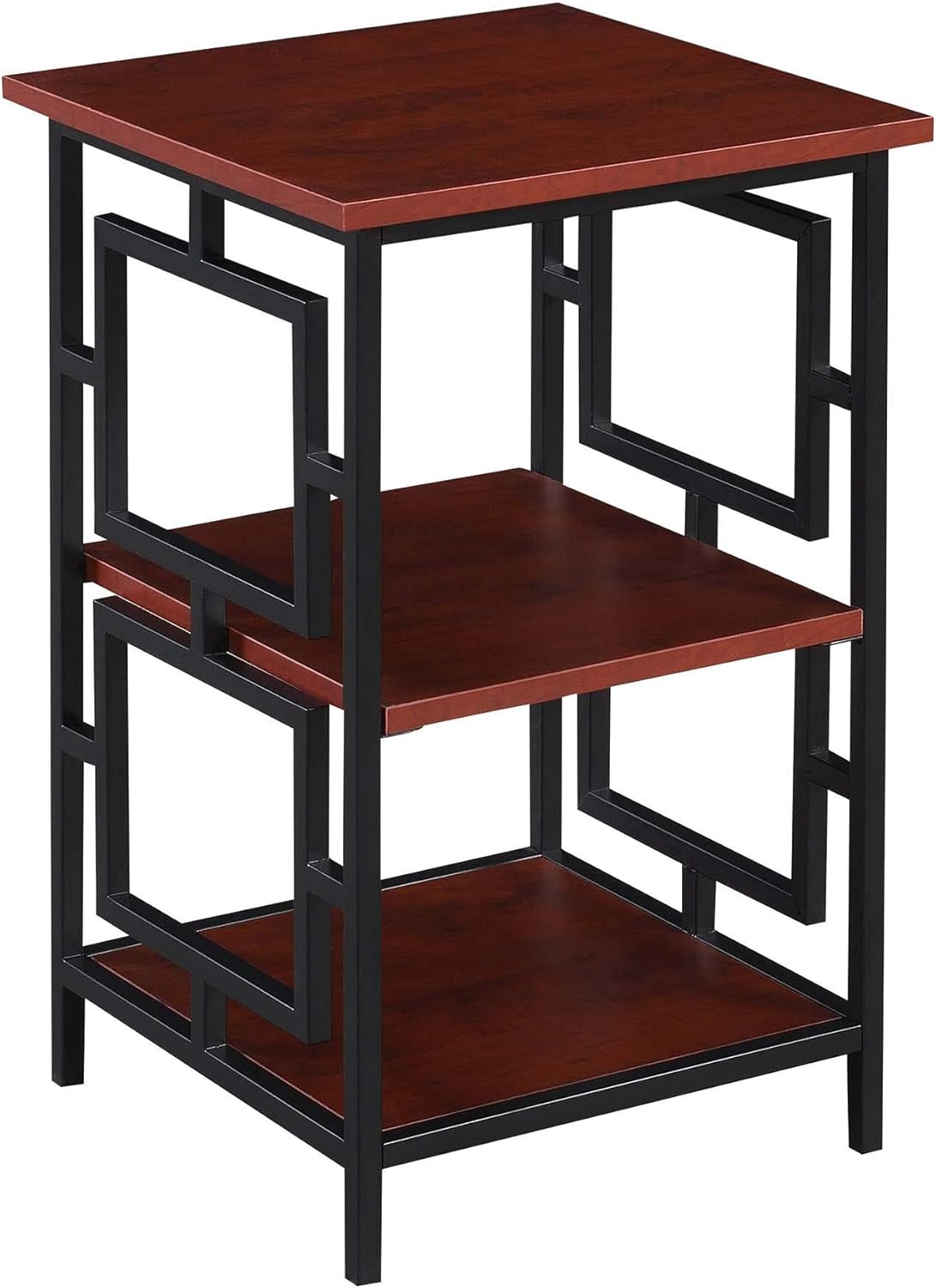 Convenience Concepts Town Square Metal Frame End Table, Cherry/Black
