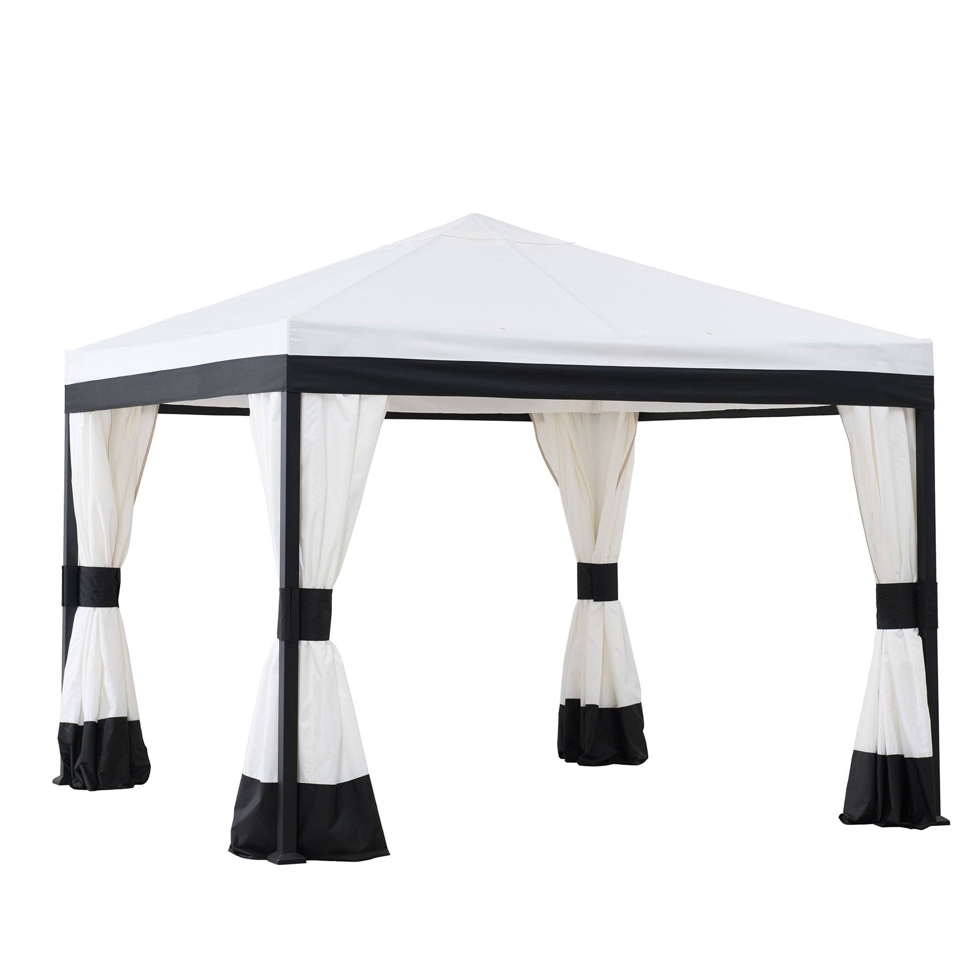 Sunjoy 10 ft. x 10 ft. Black and White Steel Gazebo