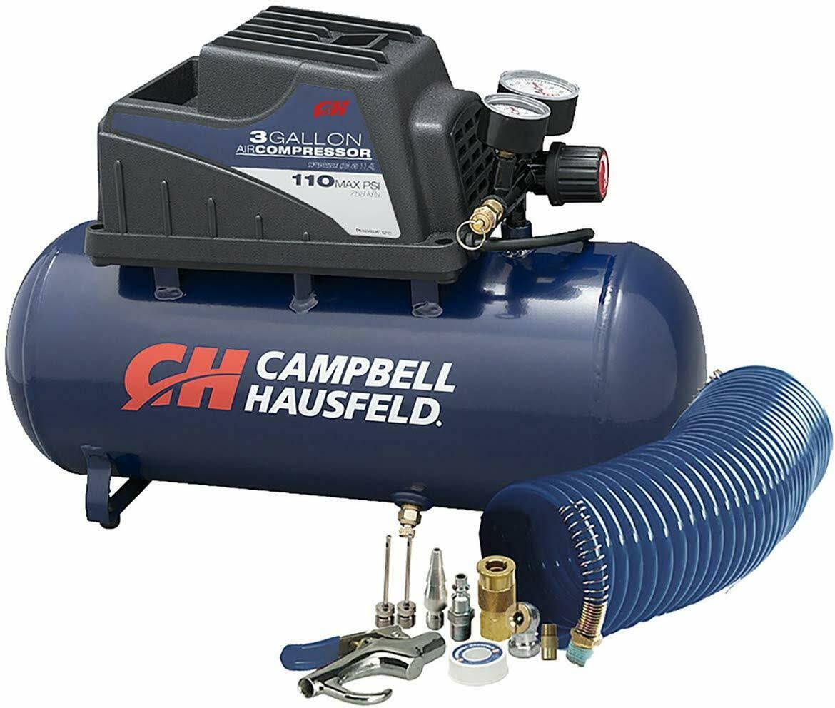 Campbell Hausfeld Horizontal Tank Air Compressor- 3 Gallon - with 10 Piece Accessory Kit