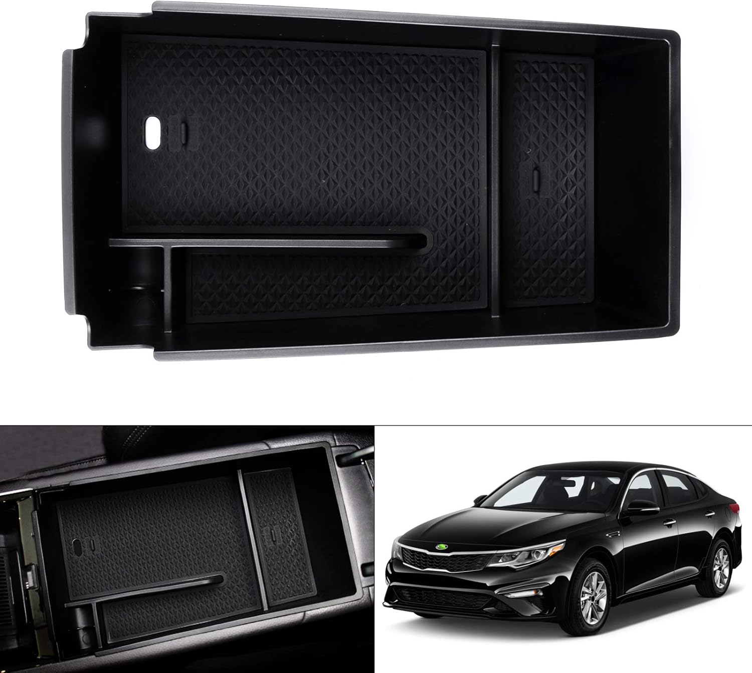 Autorder Custom Fit for Center Console Organizer 2021 2022 Kia K5 DL3 (Not for 2016-2020 Kia Optima) Storage Box for K5 Accessories with Black Mats