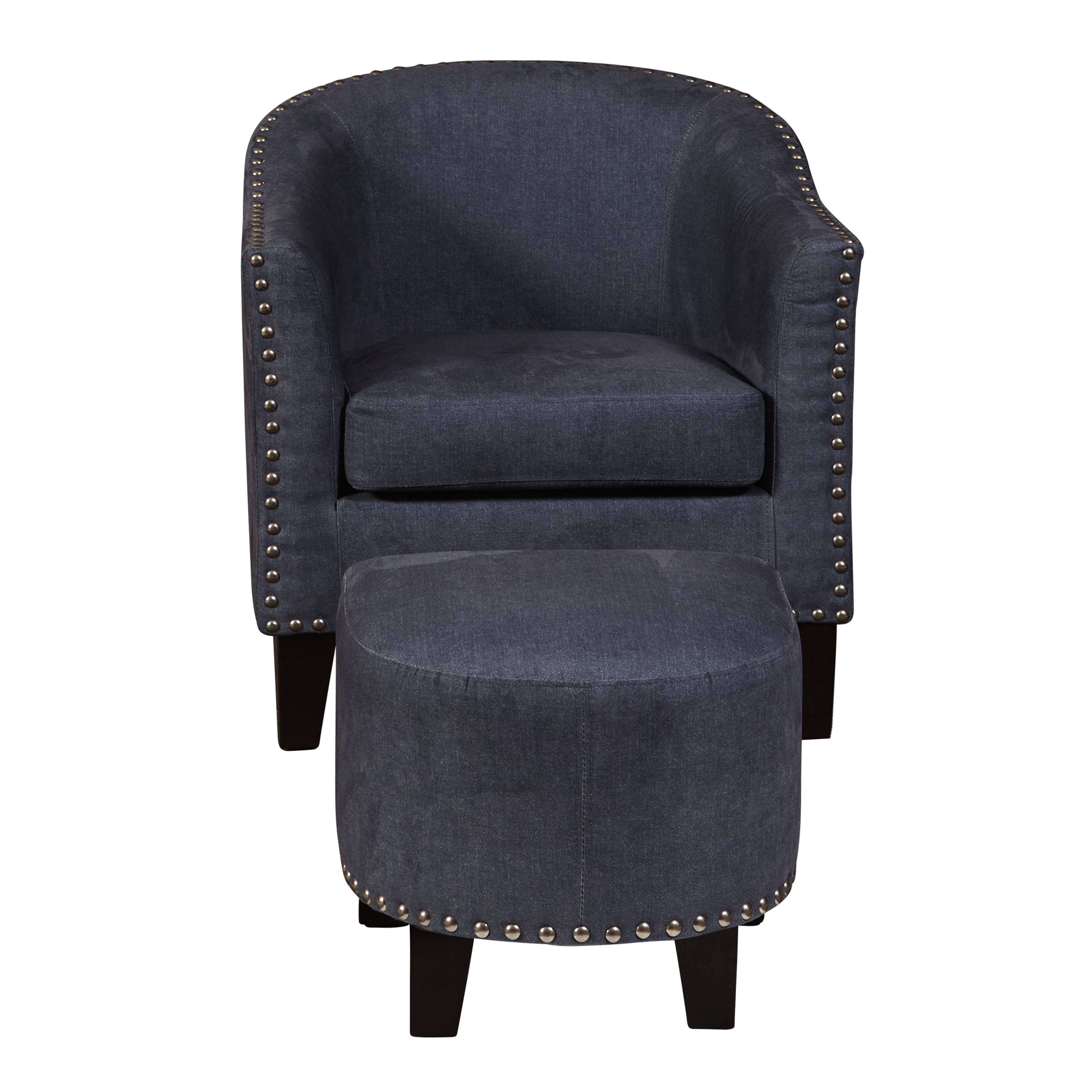 Home Meridian DS-2278-900-118 Vintage Denim Accent Chair and Ottoman, Blue