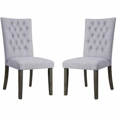 Acme Merel Side Chair (Set-2) in Gray Fabric u0026 Gray Oak 70168 Red Barrel Studio