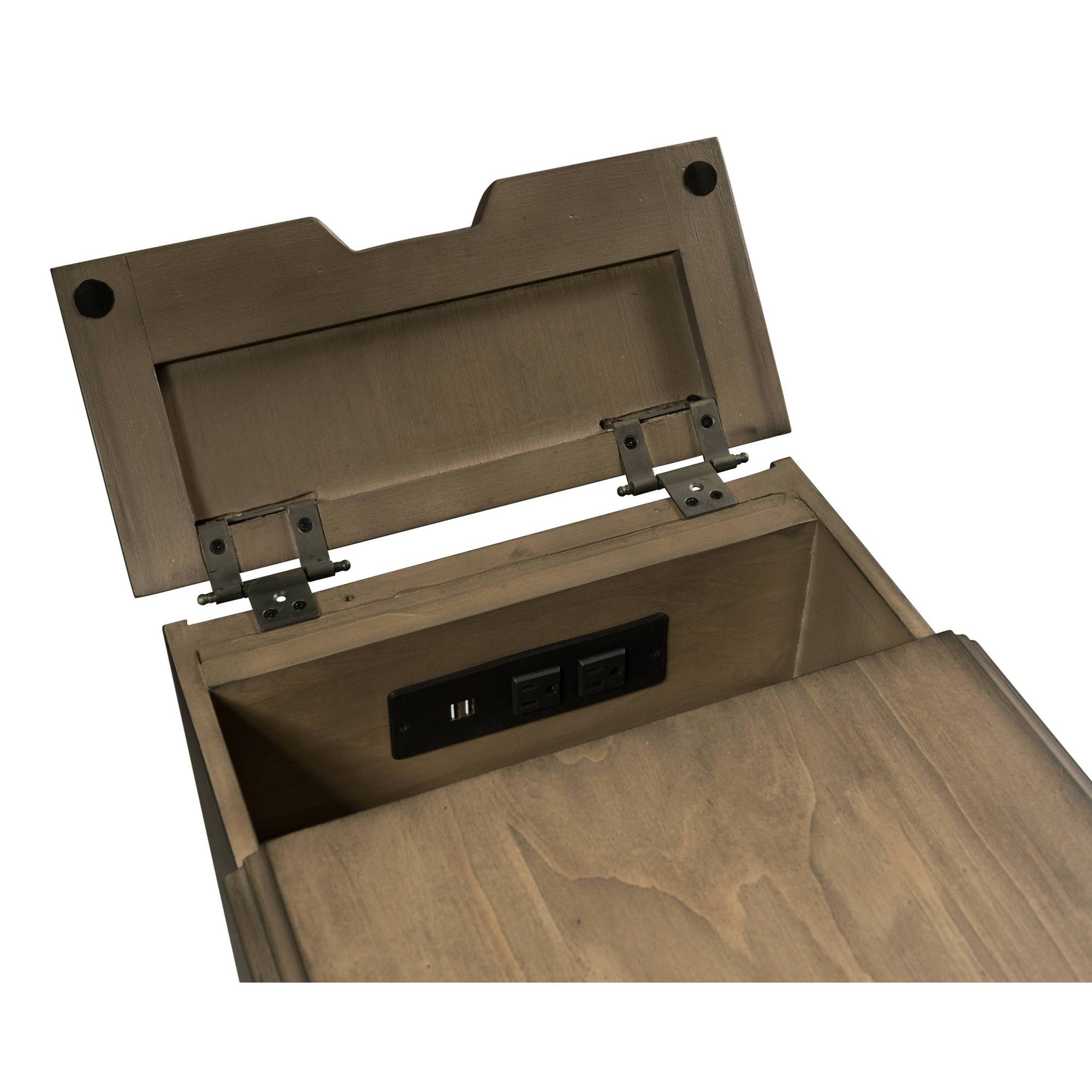 Lane Home Furnishings Power Chairside Table, Black Base, Brown Top