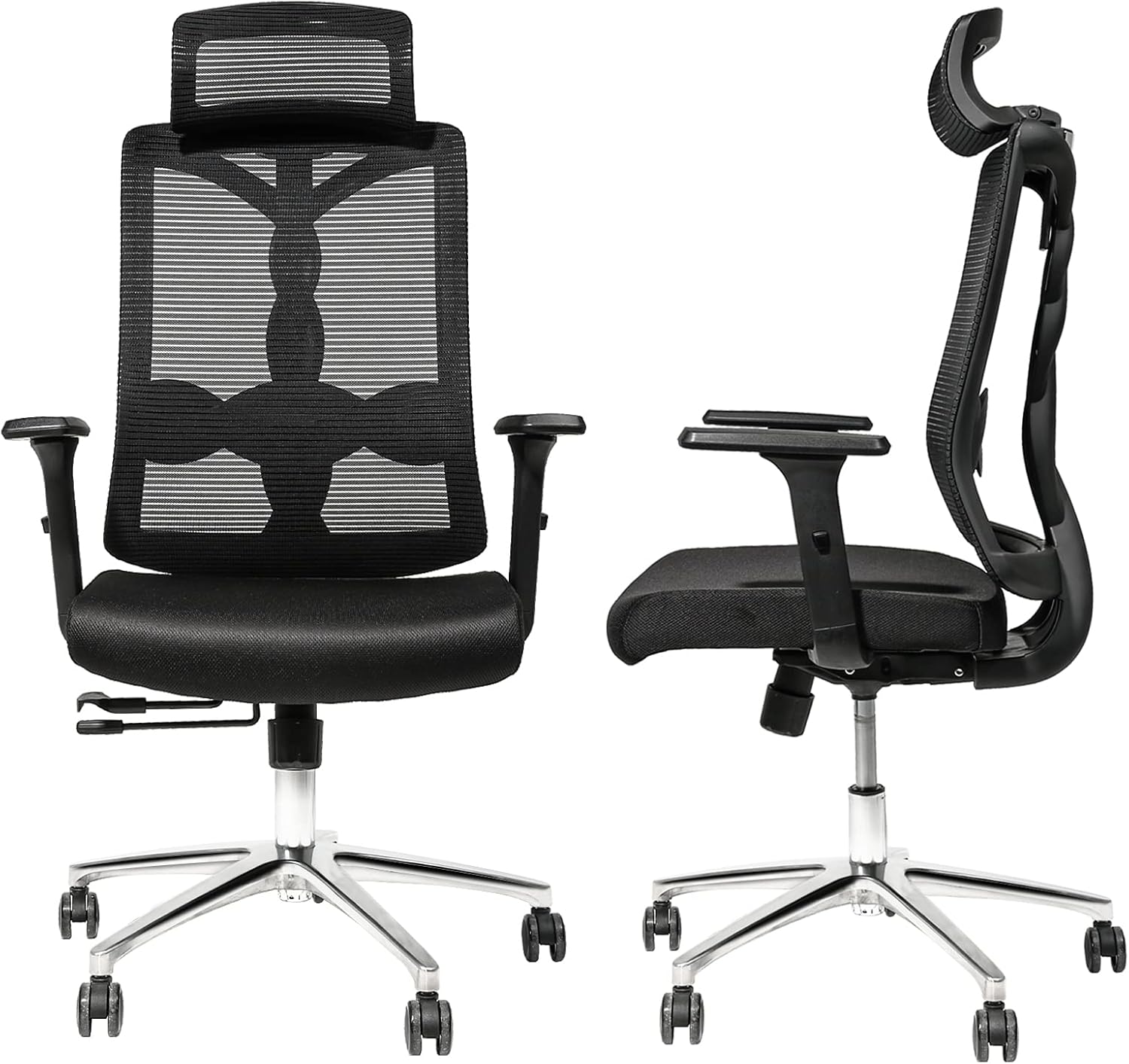 3D Ergonomic Office Chair with Lumbar Support & Seat Slider - High Back Desk Chair with Adjustable Headrest & Armrest - Modern Mesh Computer Chair with Tilt Lock Swivel Executive Office Chairs Black