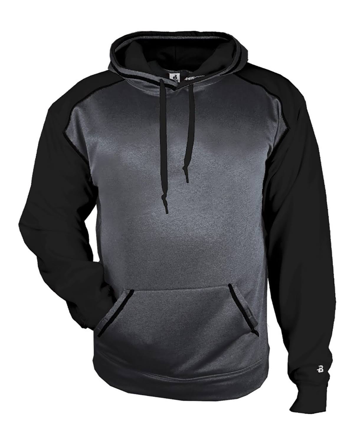 Badger 1449 Sport Heather Tonal Hood - Carbon Heather/ Black - 4XL