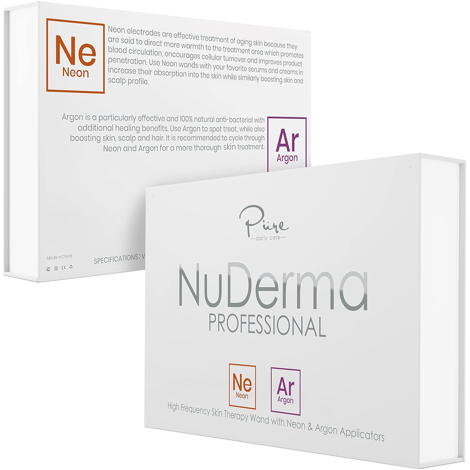 NuDerma Professional Skin Therapy Wand - Portable High Frequency Skin Therapy Machine with 6 Neon & Argon Wands &ndash; Boost Your Skin &ndash; Clear Firm & Tighten