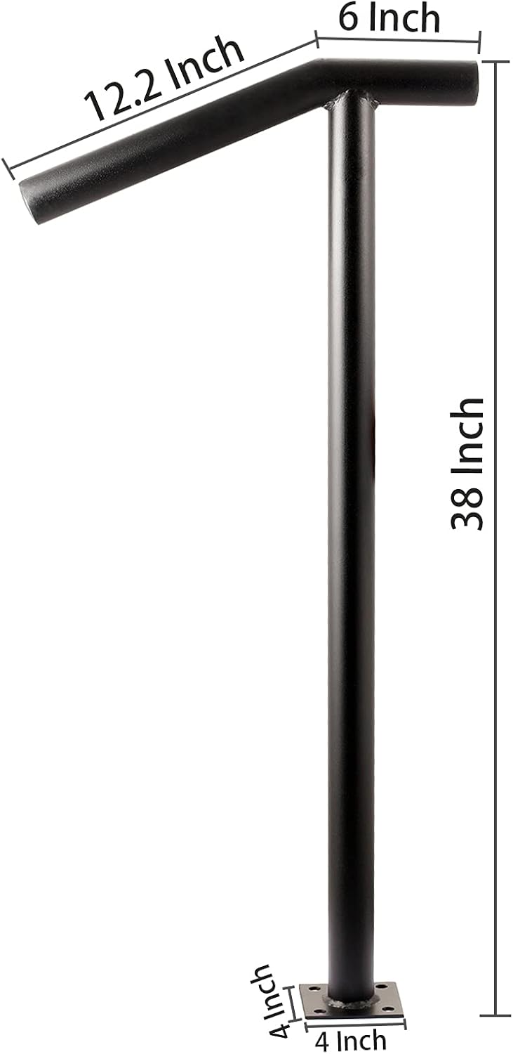 SPACEUP Step Handrail Fit for 1-2 StepsSteel Handrail Round Type Wrought Iron Handrail for Stairs Steel Handrail with Installation Kit for Steps