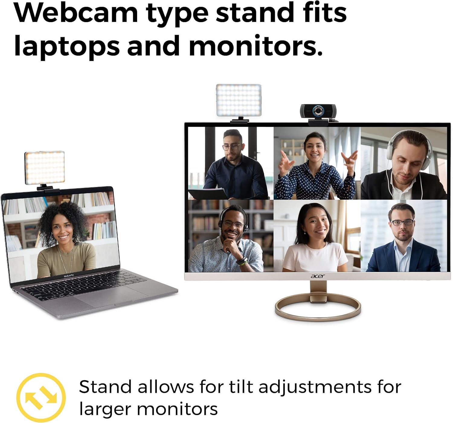 HumanCentric Video Conference Lighting Kit, Camera Light for Zoom Meetings, Streaming Video Face Light, Easy Setup for Remote Work, Computer Monitor or Laptop Light for Video Conferencing Pack of 2