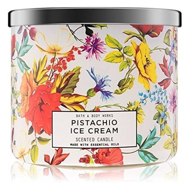 White Barn Bath and Body Works 3 Wick Candle Pistachio Ice Cream
