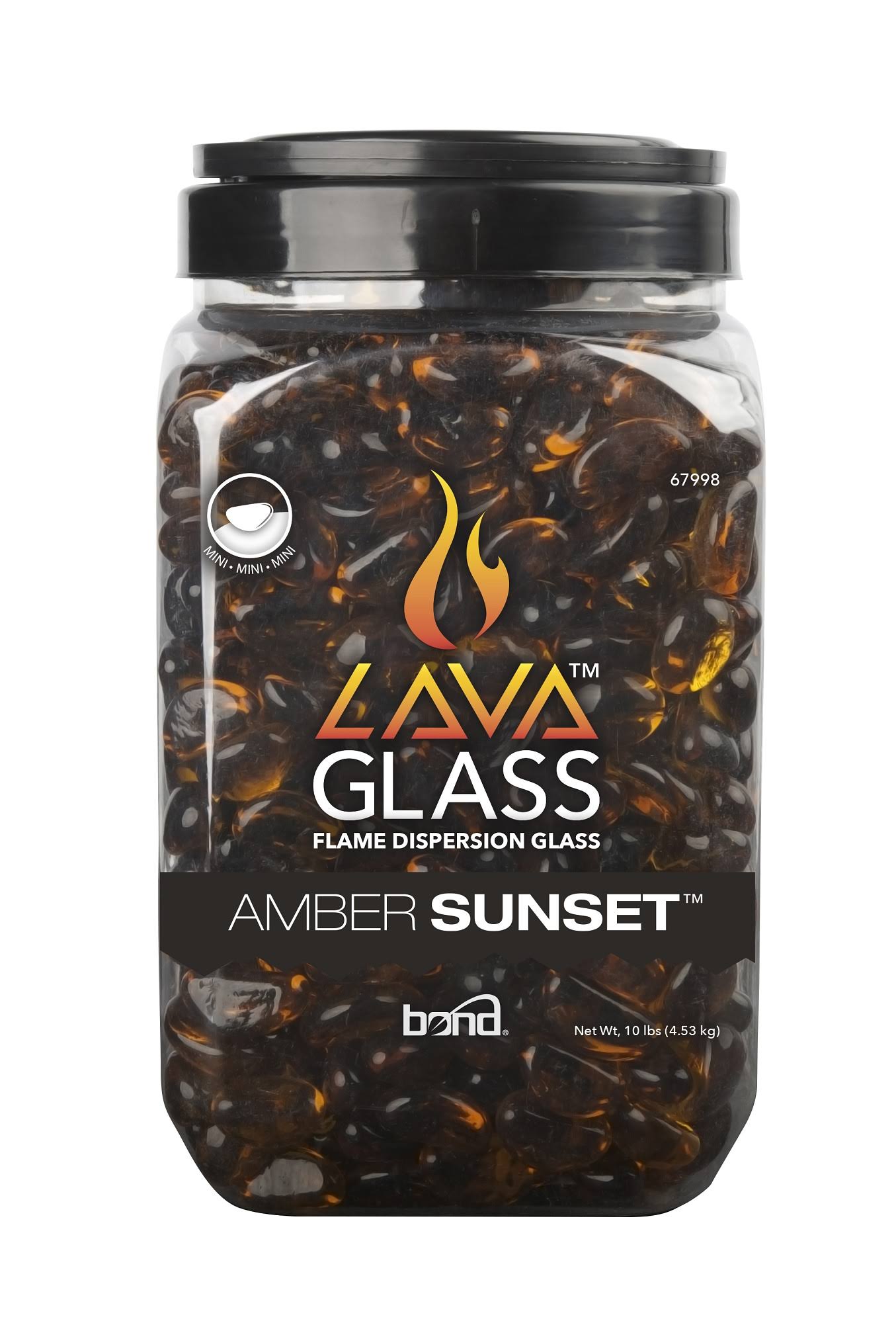 Pack of 4 Amber Heat and Weather Resistant Round Cut Lava Glass