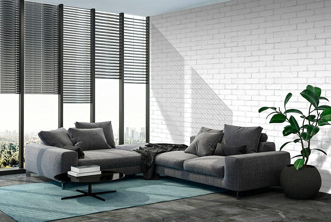 Retro-Art 3D Wall Panels, Pack of 10, Vintage Brick in White, PVC, 17.5