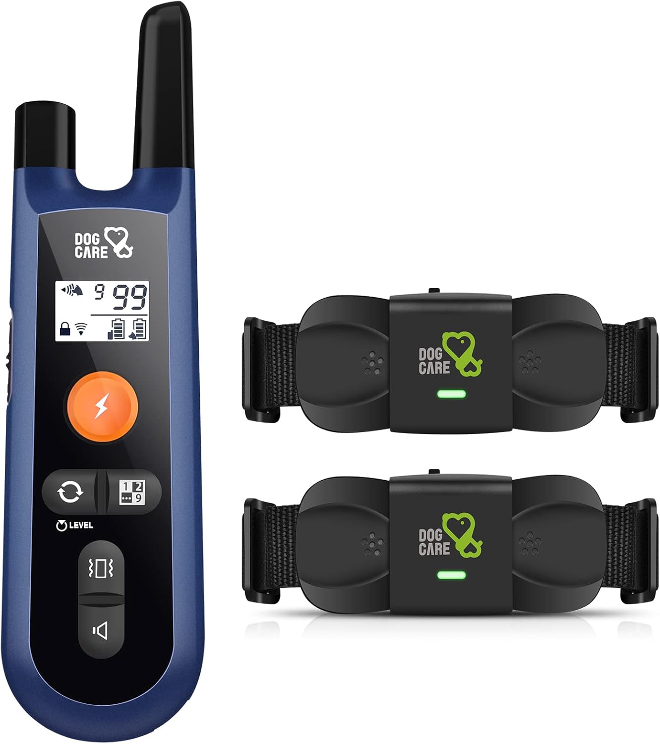 DOG CARE Dog Training Collar w/2 Receivers Rechargeable Collars with Remote for Dog, Dog Shock Collar with 3 Training Modes, Long Remote Range, for Large Medium Dogs(15-100lb) Pack of 2