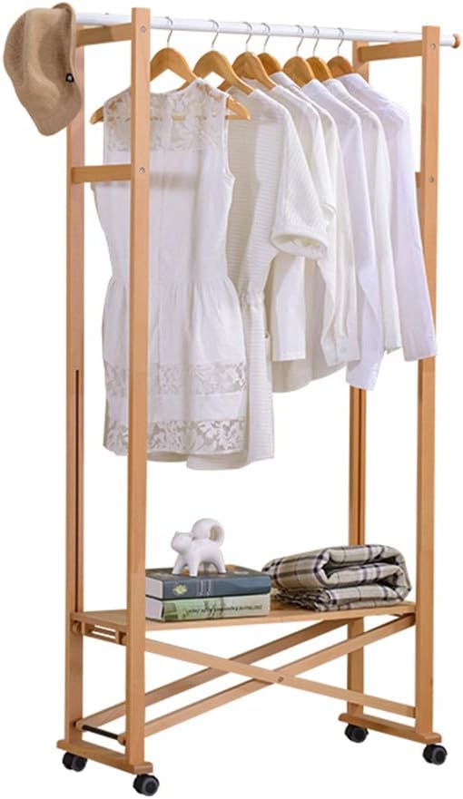 COAT RACK Feifei Solid Wood with Roller Removable Living Room Bedroom Multi-Function Foldable 7231168CM, 2 Colors (Color : B)