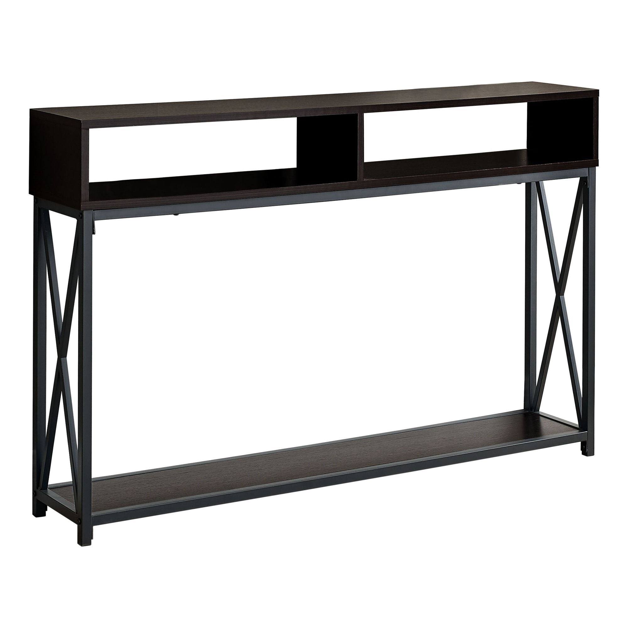 47.25x22 Espresso Brown and Black Contemporary Rectangular Console Table