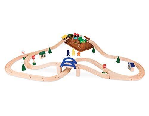 Battat - Wild Ridge Train - Classic Wooden Toy Train Set with Mountain Top Lid, Double-Sided Tracks, Toddlers 3-Years-Old u0026