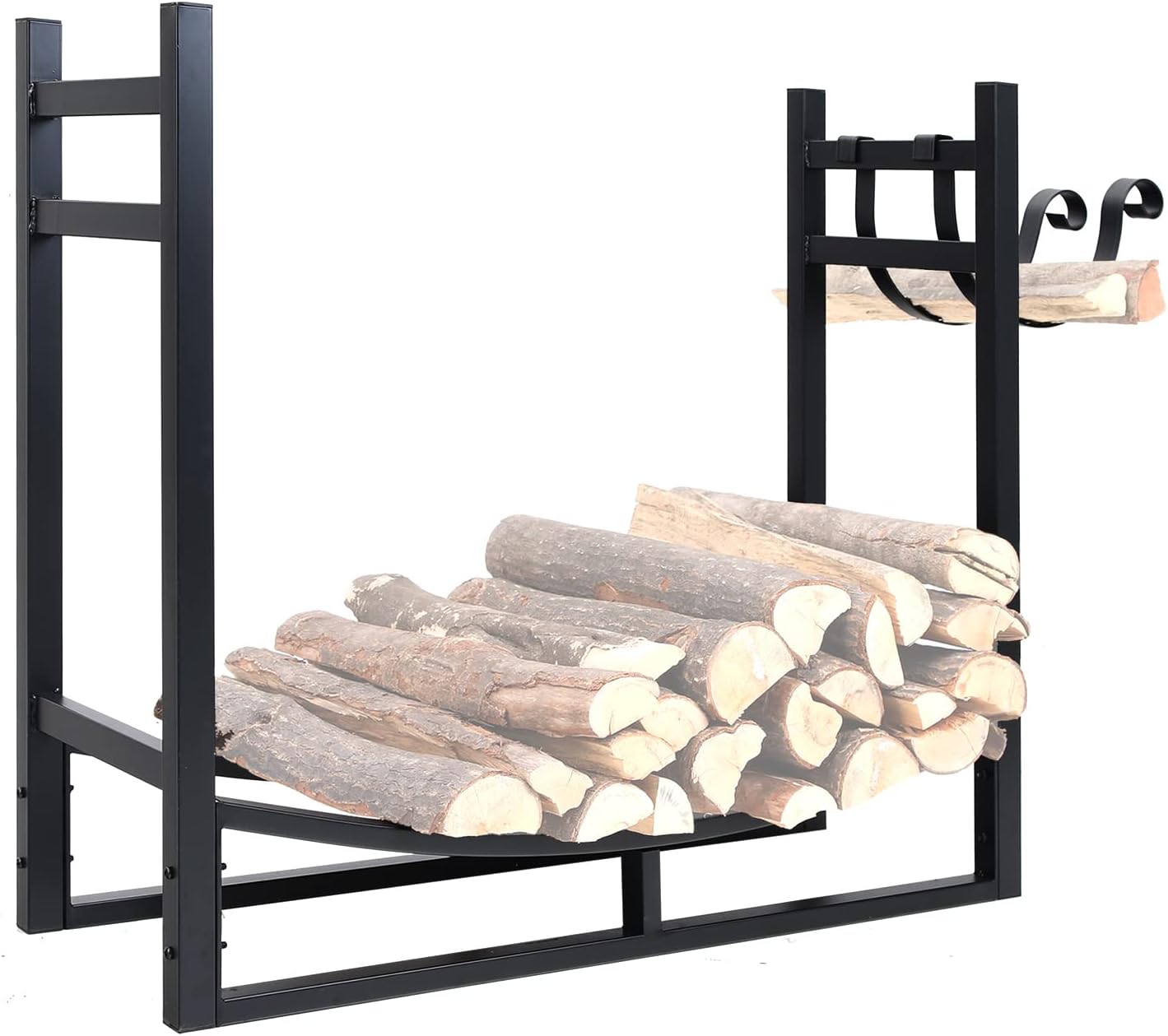 PHI VILLA Heavy Duty Firewood Rack for Outdoor Indoor Decoration Fireplace Storage Log Holder Inverted Triangle V-Shaped Stable Firewood Holder