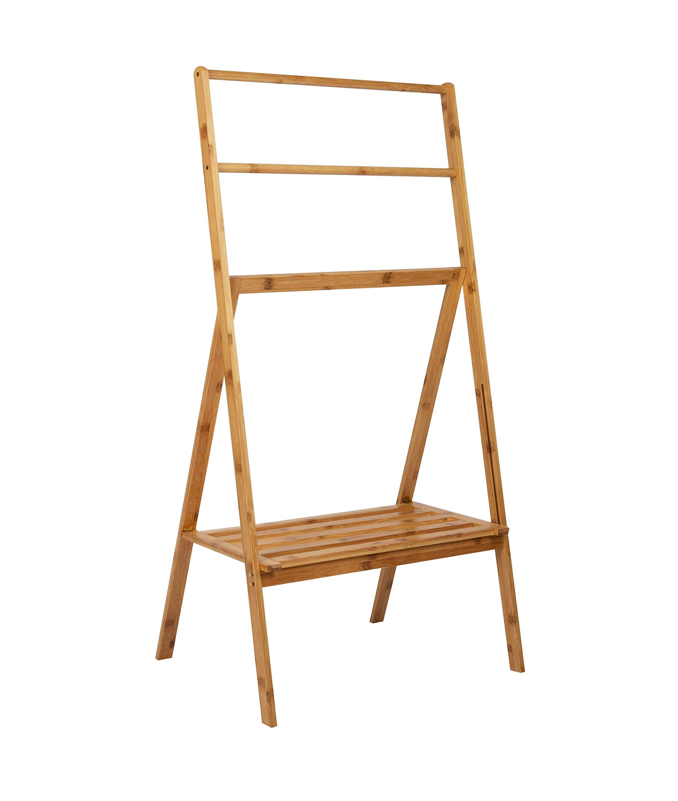 Mind Reader Freestanding Bamboo Folding Drying Rack w/ Shelf