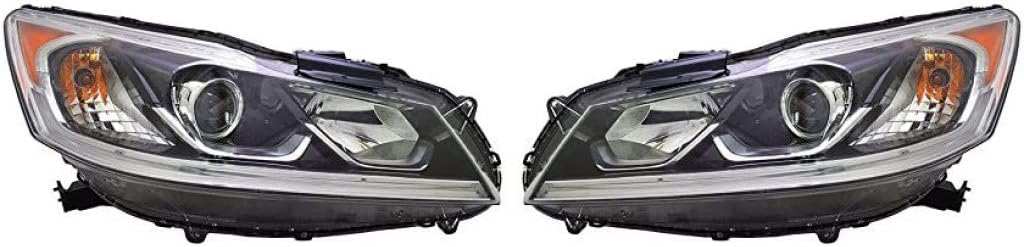For Honda Accord Headlight Assembly 2016 2017 Pair Driver and Passenger Side | Sedan | Halogen | LX | DOT Certified