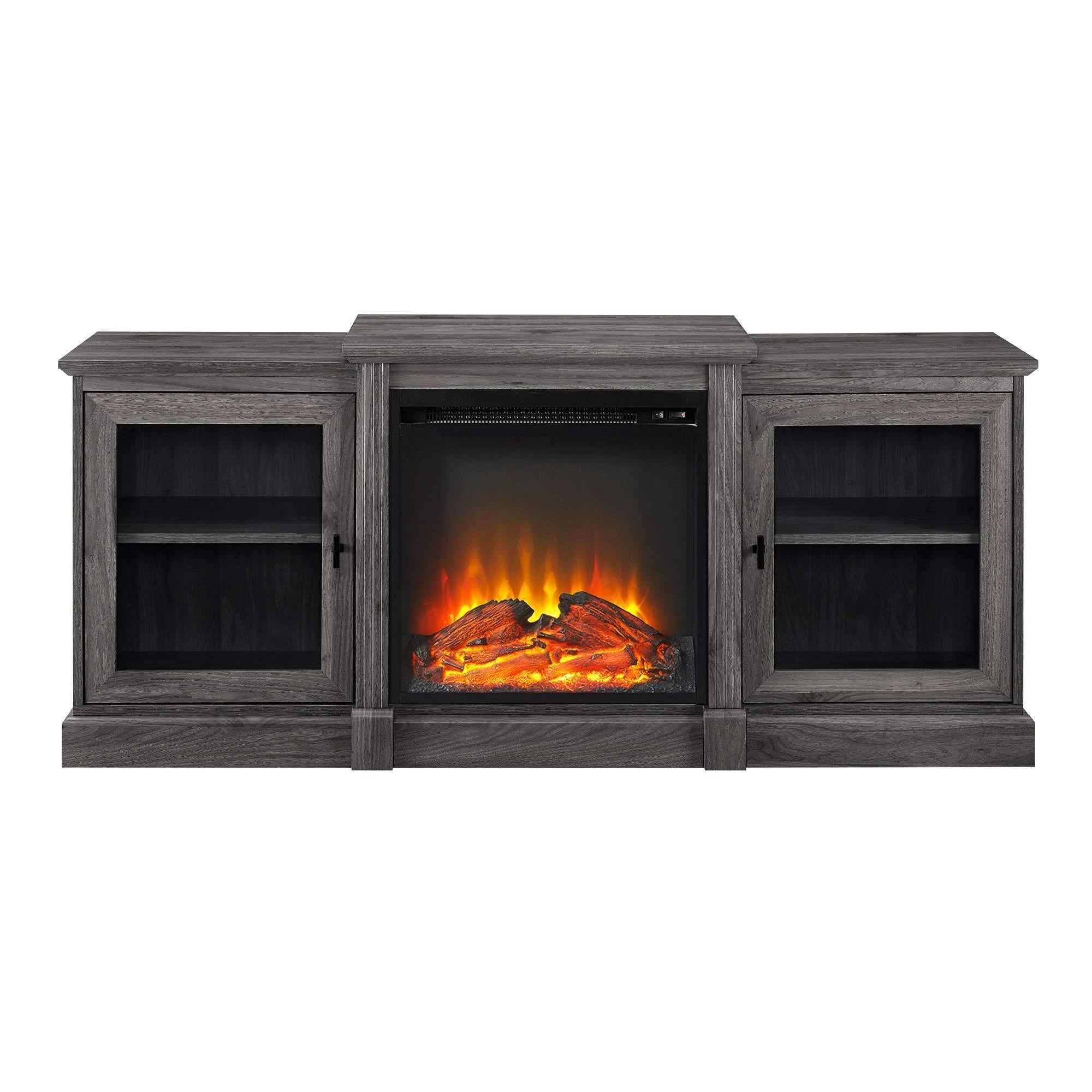 Walker Edison 60x22 Classic Tiered Top Fireplace TV Console - Slate Grey