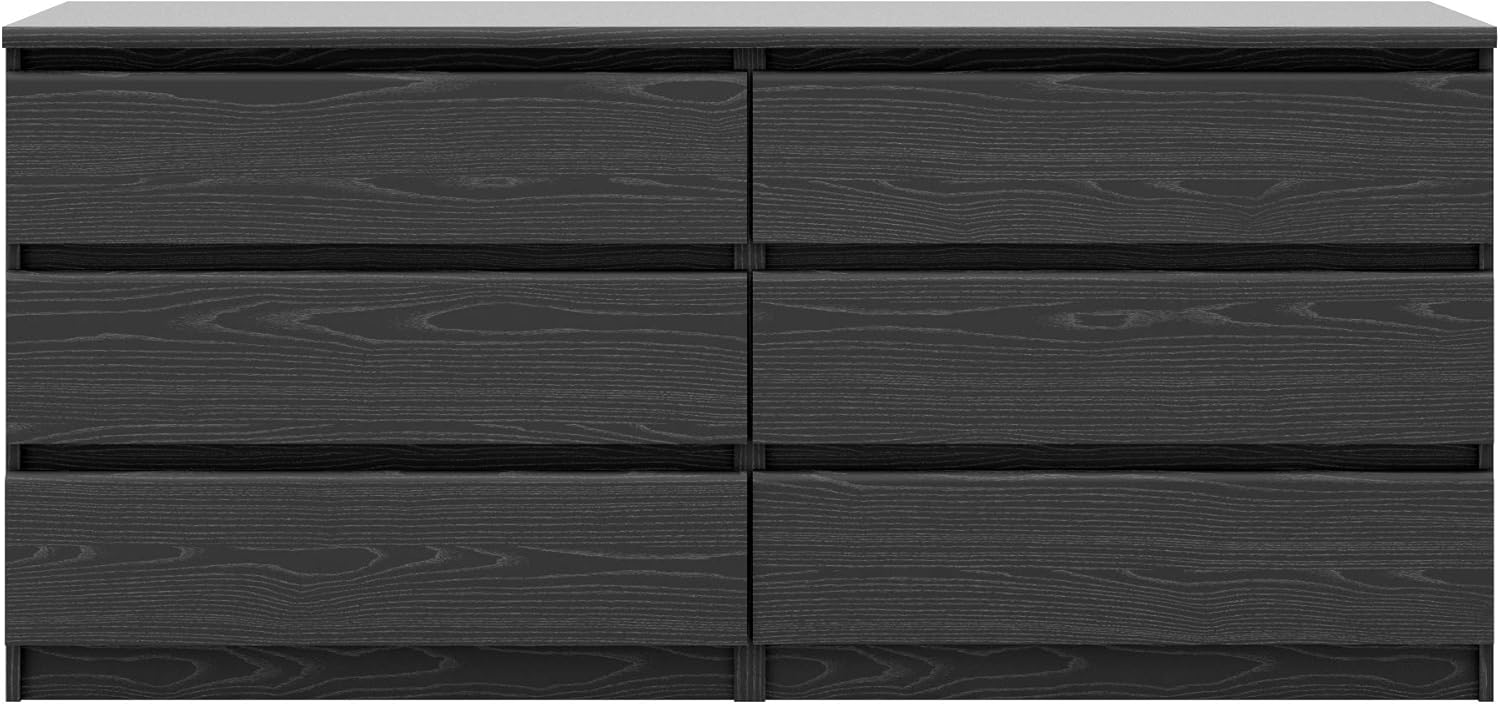 Tvilum Scottsdale 6 Drawer Double Dresser, Black Wood Grain