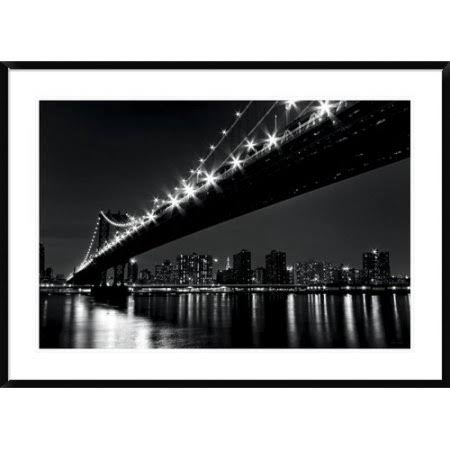 East Urban Home &Manhattan Bridge& Photographic Print, Black