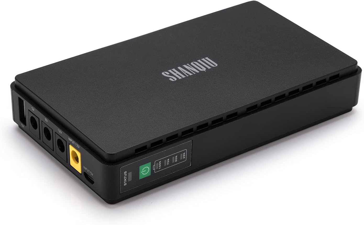 Mini UPS Battery Backup Uninterruptible Power Supply for WiFi, Router, Modem, Security Camera with Built-in 10000mAh Power Bank with Input DC/USB Output USB 5V DC 5V/9V/12V 2A Pack of 2