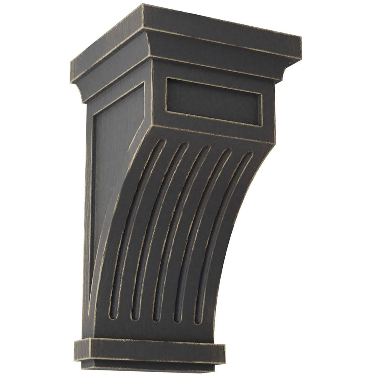 5 1/2x22W x 5 1/2x22D x 10x22H Fluted Wood Vintage Decor Corbel, Black
