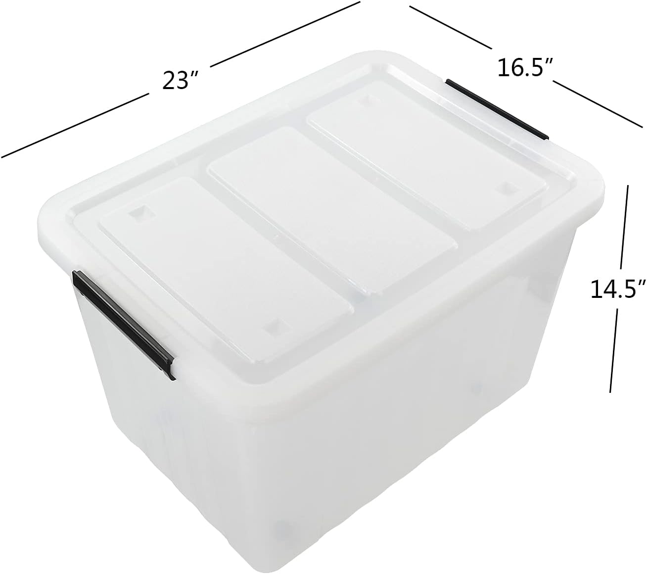 Uumitty 4-Pack 70 L Large Storage Box, Plastic Storage Contain/Bin with Wheels, Clear