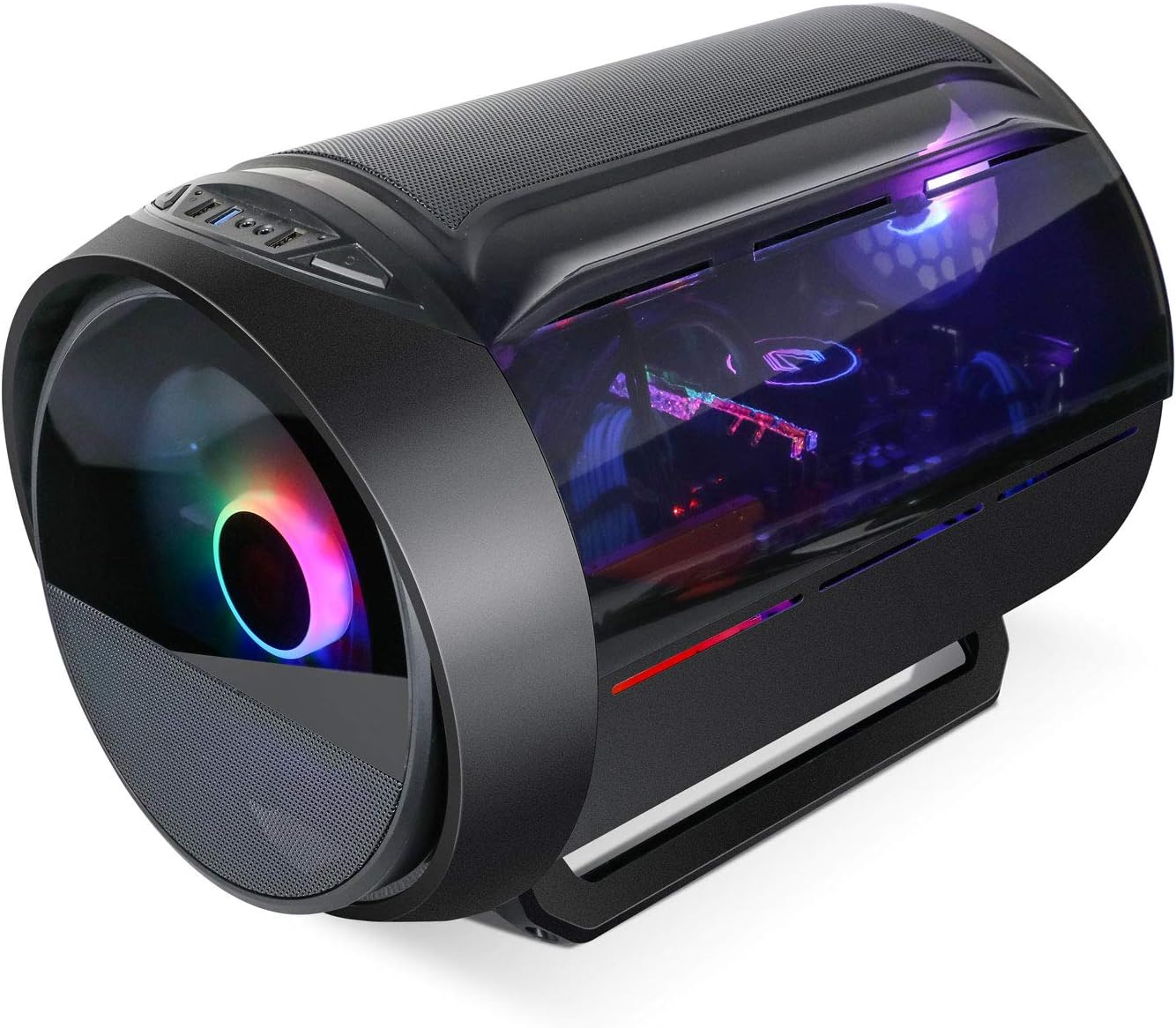 Vetroo K2 M-ATX Mid-Tower Pc Gaming Case, Pre-Installed 200mm RGB Fan, High Airflow Round Computer Case, Water Cooler Ready, Black Pack of 2