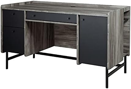 Sauder Harvey Park Engineered Wood Double Pedestal Desk in Jet Acacia Finish
