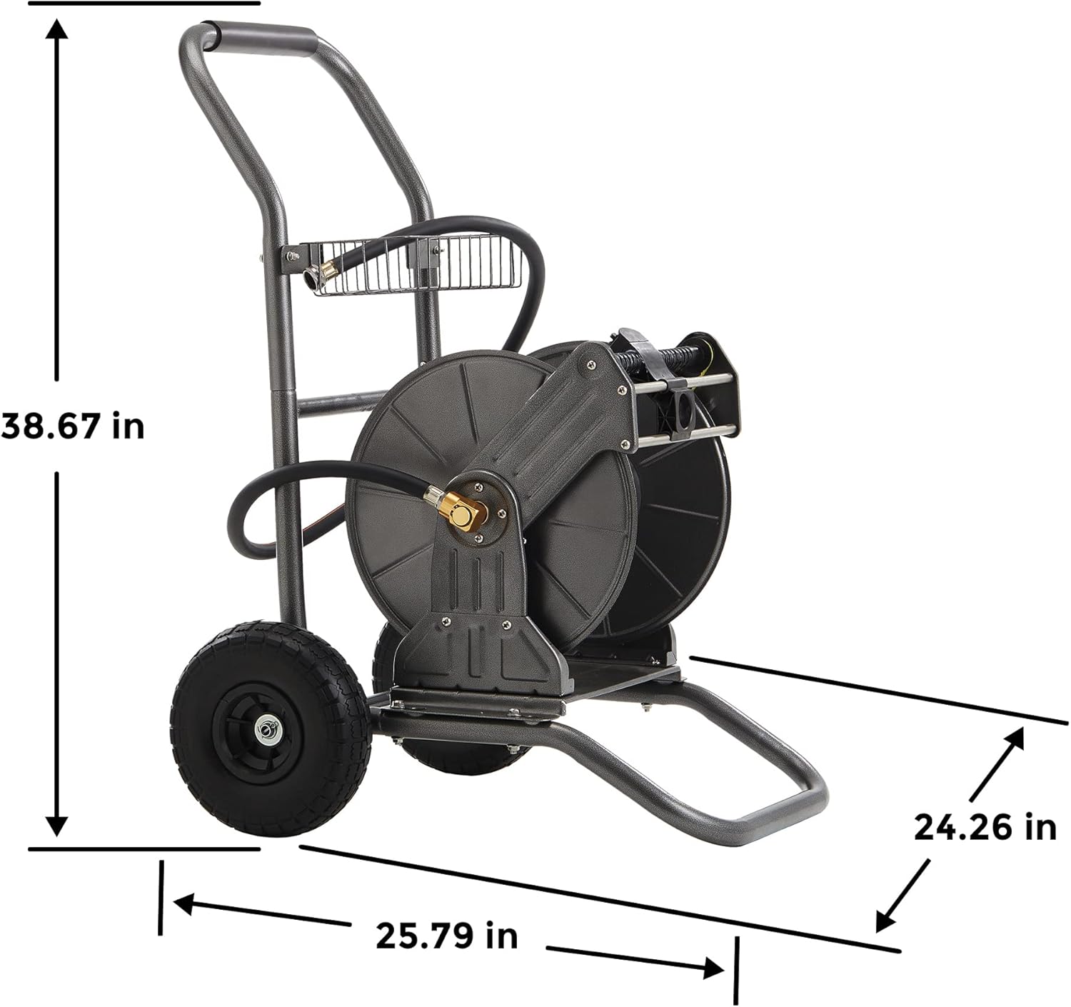 Giraffe Metal Hose Reel Cart, Retractable Garden Hose Reel with Crank, Heavy Duty Water Hose Cart with 2 Solid Wheels, 150-Feet 5/8