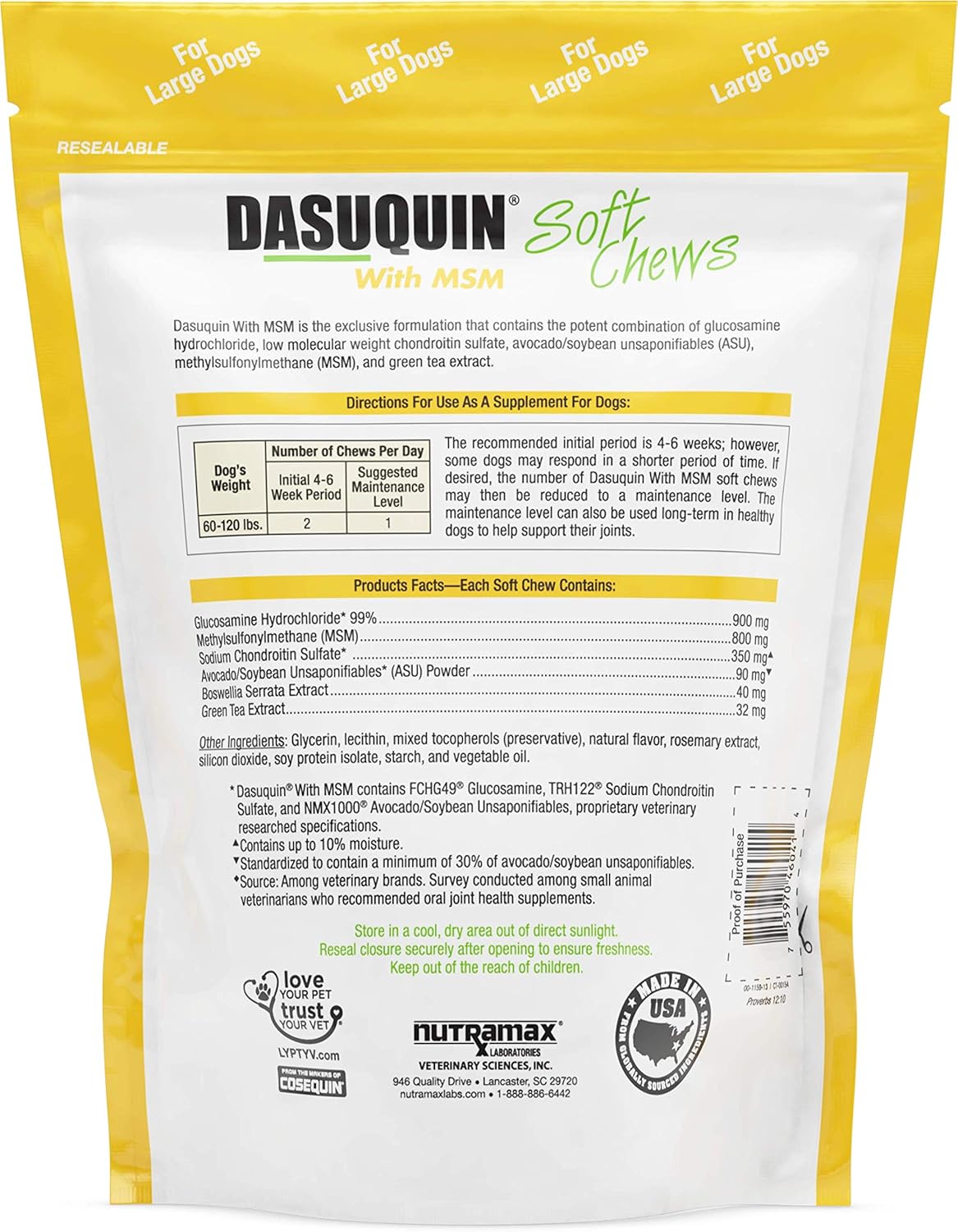 Nutramax Laboratories DASUQUIN with MSM Soft Chews Pack of 2
